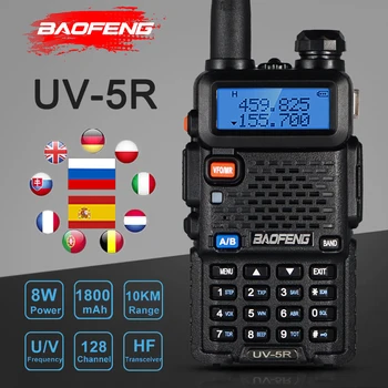 Портативная рация Baofeng UV-5R UHF/VHF 1800 мАч Двухстороннее радио 8 Вт Портативный Радиолюбитель CB Transiver UV 5R Дальнего Действия 10 км для Охоты