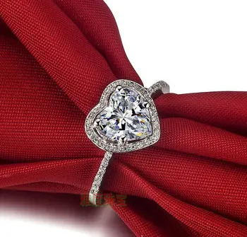 Потрясающе! Натуральное! Кольцо SONA Weeding в форме сердца весом 2 карата, серебристо-белое обручальное кольцо для женщин, бесплатная доставка