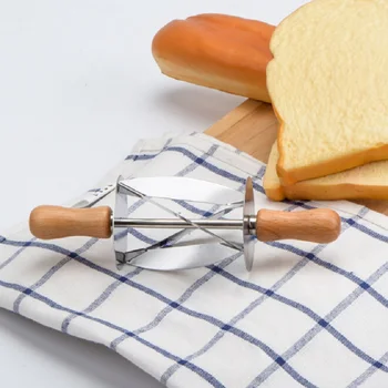 Раскатка из нержавеющей стали для приготовления круассанов, хлебных кругов, теста, Кондитерский нож с деревянной ручкой, кухонный нож для выпечки