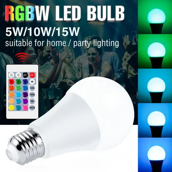 Светодиодная Лампа RGB Magic Light E27 Светодиодная Лампа 5 Вт 10 Вт 15 Вт Led RGBW Меняющий Цвет Светильник 220 В Ампульная Лампа С Регулируемой Яркостью Smart Lampara