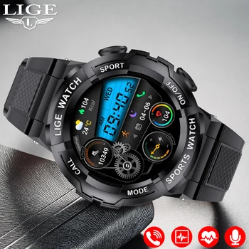 Смарт-часы LIGE ECG для Мужчин, спорт на открытом воздухе, Голосовое управление с искусственным интеллектом, полностью сенсорный браслет, Bluetooth-вызов, водонепроницаемые для Android IOS, Умные часы
