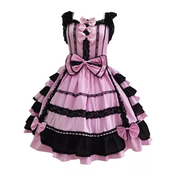 Сшитое для вас розово-черное платье в стиле Лолиты ручной работы