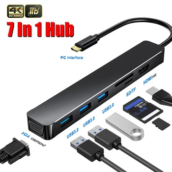 Тип C Концентратор для Macbook Pro Разветвитель USB C Концентратор До 4K HDMI с VGA SD TF Thunderbolt 3 PD USB Концентратор Адаптер Док-станция для ноутбука