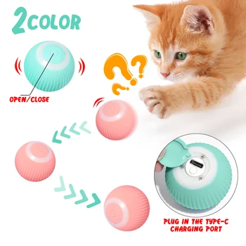 Умная интерактивная игрушка для кошек, автоматический движущийся Прыгающий Катящийся электрический мяч со светом, игра для кошек и дрессировка котенка, самодвижущийся