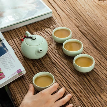 Чайные наборы Кунг-фу, Керамический Портативный Фарфоровый сервиз, Чайные чашки Gaiwan, Чайник для чайной церемонии, подарочная коробка