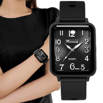 Часы для Женщин Прямоугольные Цифровые Часы Простые Женские Кварцевые Наручные Часы С Силиконовым Ремешком Женские Часы Relogio Feminino Reloj Mujer