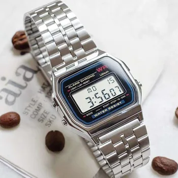 Часы с ремешком из вольфрамовой стали, водонепроницаемые цифровые Металлические Спортивные Военные часы, Крутые Мужские Женские Роскошные электронные наручные часы, часы
