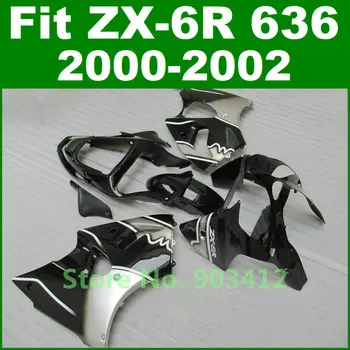 Черный, серебристый цвет для Kawasaki ZX6R комплект обтекателей 2000 2001 2002 Ninja zx636 00 01 02 обвесы обтекатели P6FT Бесплатная настройка